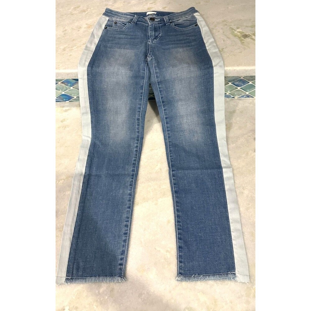 Ecru Style Kinney Light Vintage Jeans W/ Chambray Side Stripe Size 00